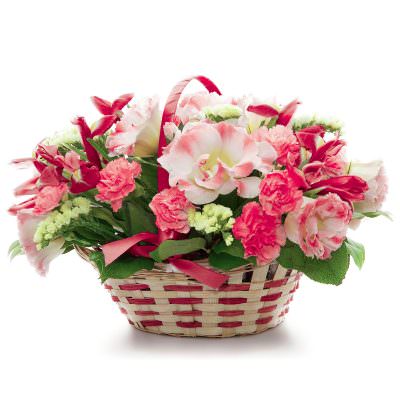 Корзинка цветочная «Розовое облако»